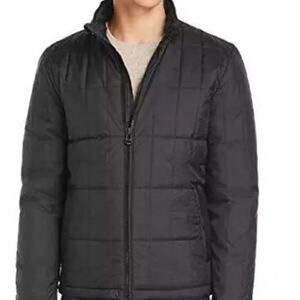 Cole Haan Grid Quilted Nylon Puffer Hooded Jacket